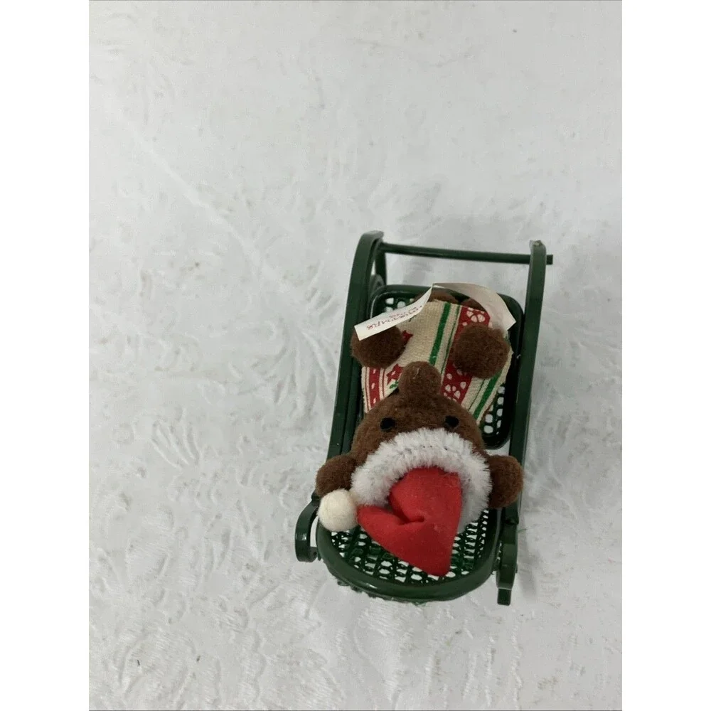 Miniature Wire Metal Rocker Rocking Chair Teddy Bear Dollhouse 1:12 Scale Green